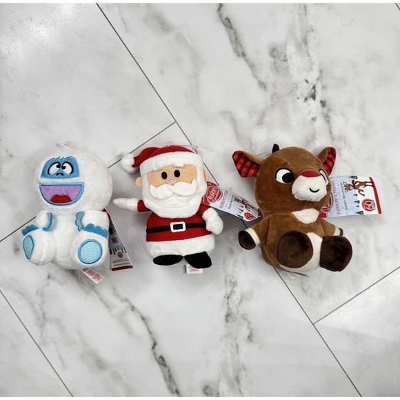 Rudolph, Santa, Abominable Snowman Baby Plush Rattle Christmas Stuffed All 3 - Picture 6 of 6